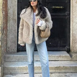 MUJER Faux Fur Coat Plush Fluffy Women's Jacket