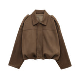 HH Women Brown Green Suede Jacket