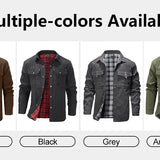 Men's Jackets Spring Flannel Lined Shirt Coat