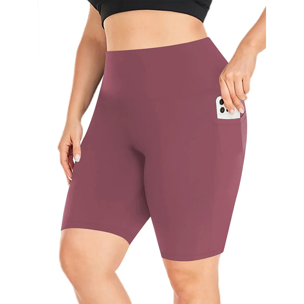Women's High-Waisted Yoga Shorts Plus