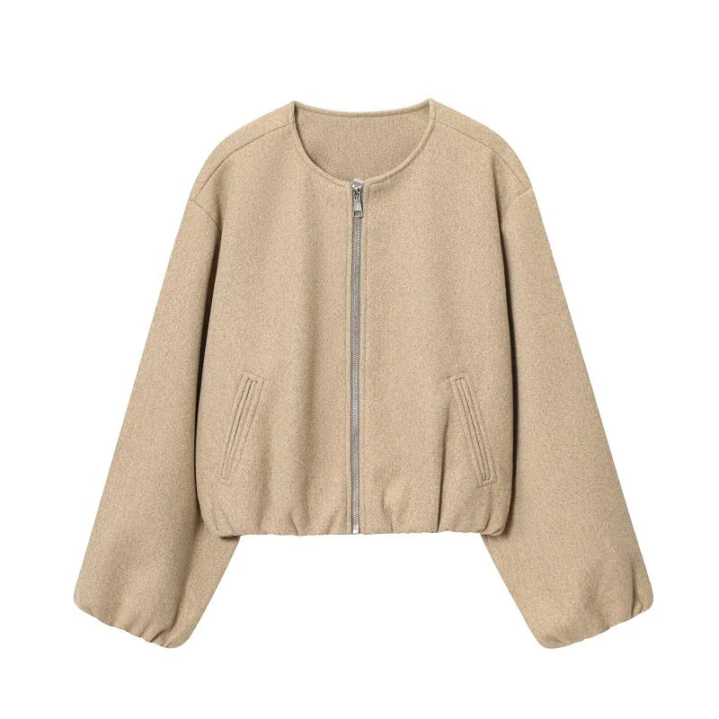 MUJER Red Zipper Bomber Jackets for Women