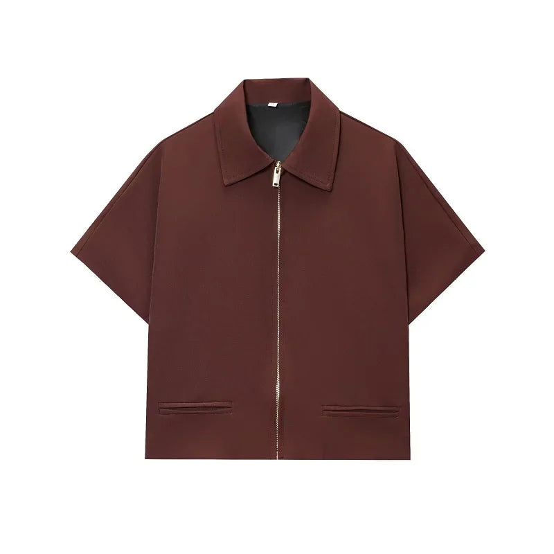 MUJER Women's Cropped Jacket Short Sleeve Varsity Jackets for Women