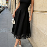 Minimalist Black Fit-and-Flare Dress