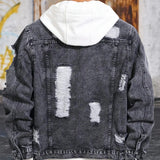 1PC Men's casual hot-selling black distressed stonewashed flight jacket