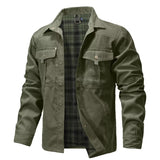 Men's Jackets Spring Flannel Lined Shirt Coat