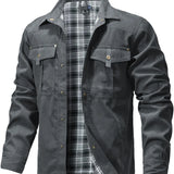 Men's Jackets Spring Flannel Lined Shirt Coat