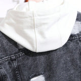 1PC Men's casual hot-selling black distressed stonewashed flight jacket