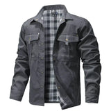 Men's Jackets Spring Flannel Lined Shirt Coat