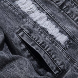 1PC Men's casual hot-selling black distressed stonewashed flight jacket