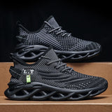 YRZL Men Sports Running Black Jogging Shoes