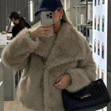 MUJER Faux Fur Coat Plush Fluffy Women's Jacket