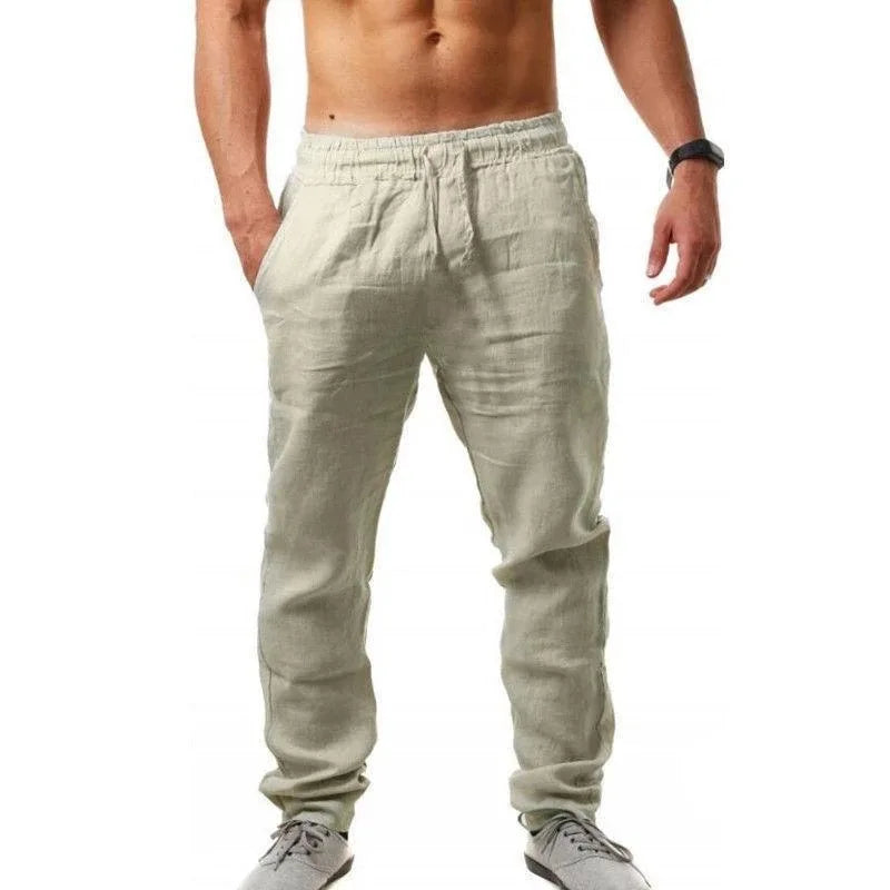 Spring/Summer New 9 Colors Men's Solid Color Cotton Linen Pants