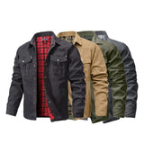 Men's Jackets Spring Flannel Lined Shirt Coat