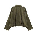 HH Women Brown Green Suede Jacket