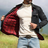 Men's Jackets Spring Flannel Lined Shirt Coat