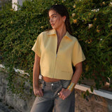 MUJER Women's Cropped Jacket Short Sleeve Varsity Jackets for Women