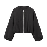 MUJER Red Zipper Bomber Jackets for Women
