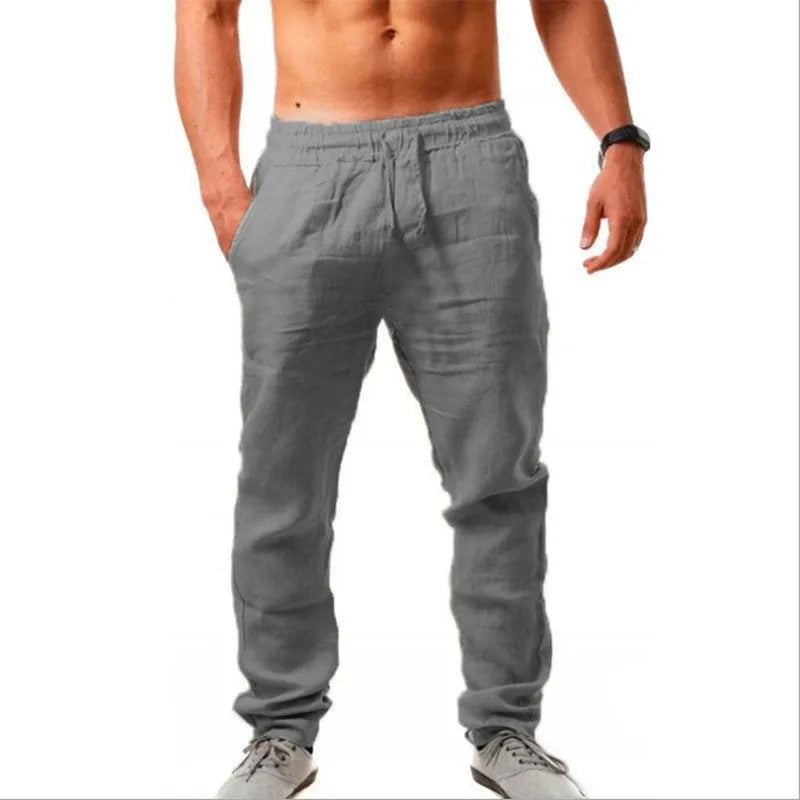 Spring/Summer New 9 Colors Men's Solid Color Cotton Linen Pants